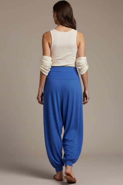 Pantalon Baggy Bleu Fluide Ample Confortable Élastique - Viscose - vue 2