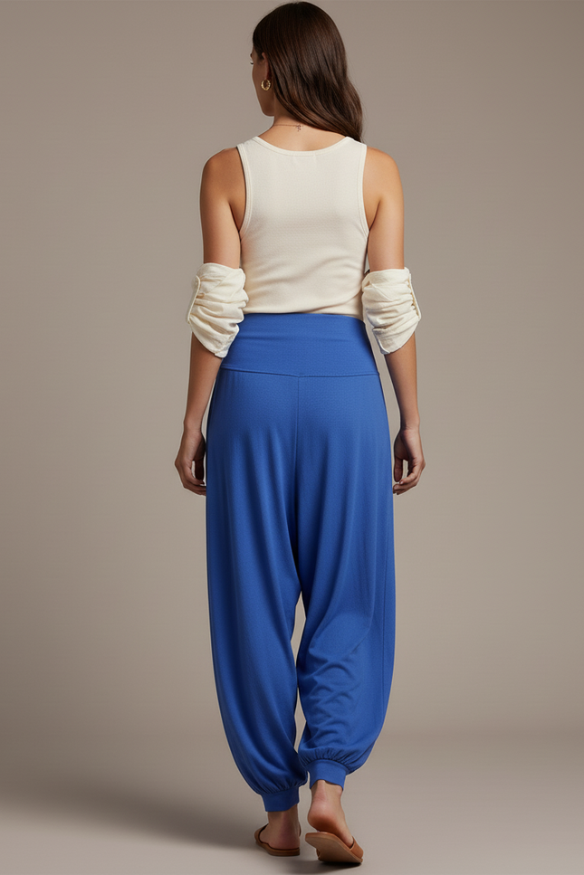 Pantalon Baggy Bleu Fluide Ample Confortable Élastique - Viscose - vue 2