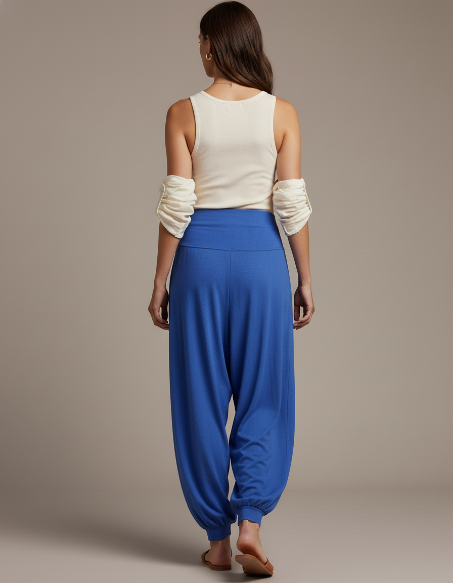 Pantalon Baggy Bleu Fluide Ample Confortable Élastique - Viscose - vue 2