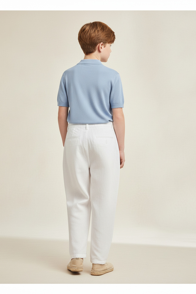 Pantalon Baggy Blanc Coton Ample Garçon Décontracté - vue 2
