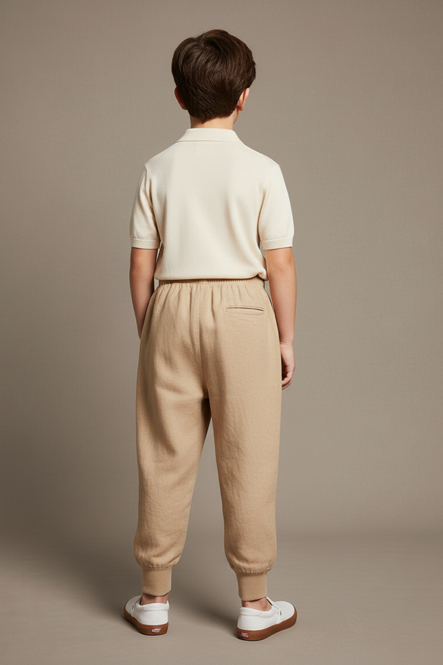 Pantalon Baggy Beige Coton Ample Imprimé Enfant - Molleton - vue 2