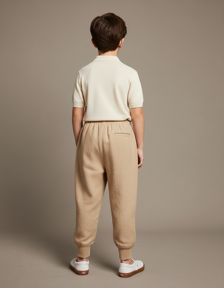 Pantalon Baggy Beige Coton Ample Imprimé Enfant - Molleton - vue 2