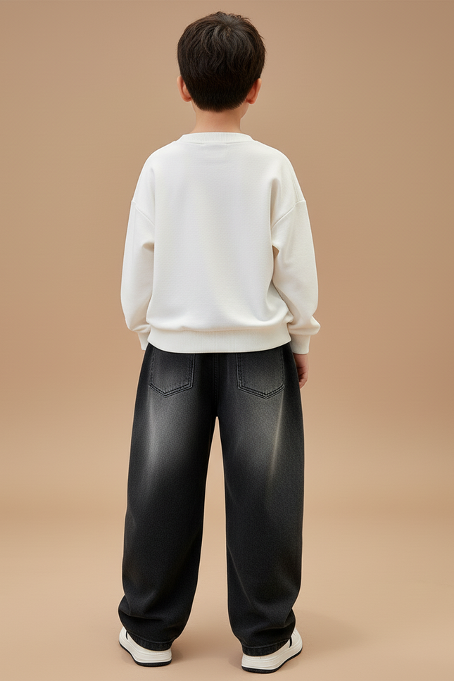 Pantalon Baggy Denim Noir Dégradé Ample Streetwear Enfant - Jean - vue 2