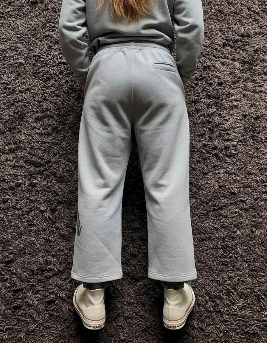 Pantalon Baggy Gris Imprimé Fusil Cordon Large Décontracté - Molleton