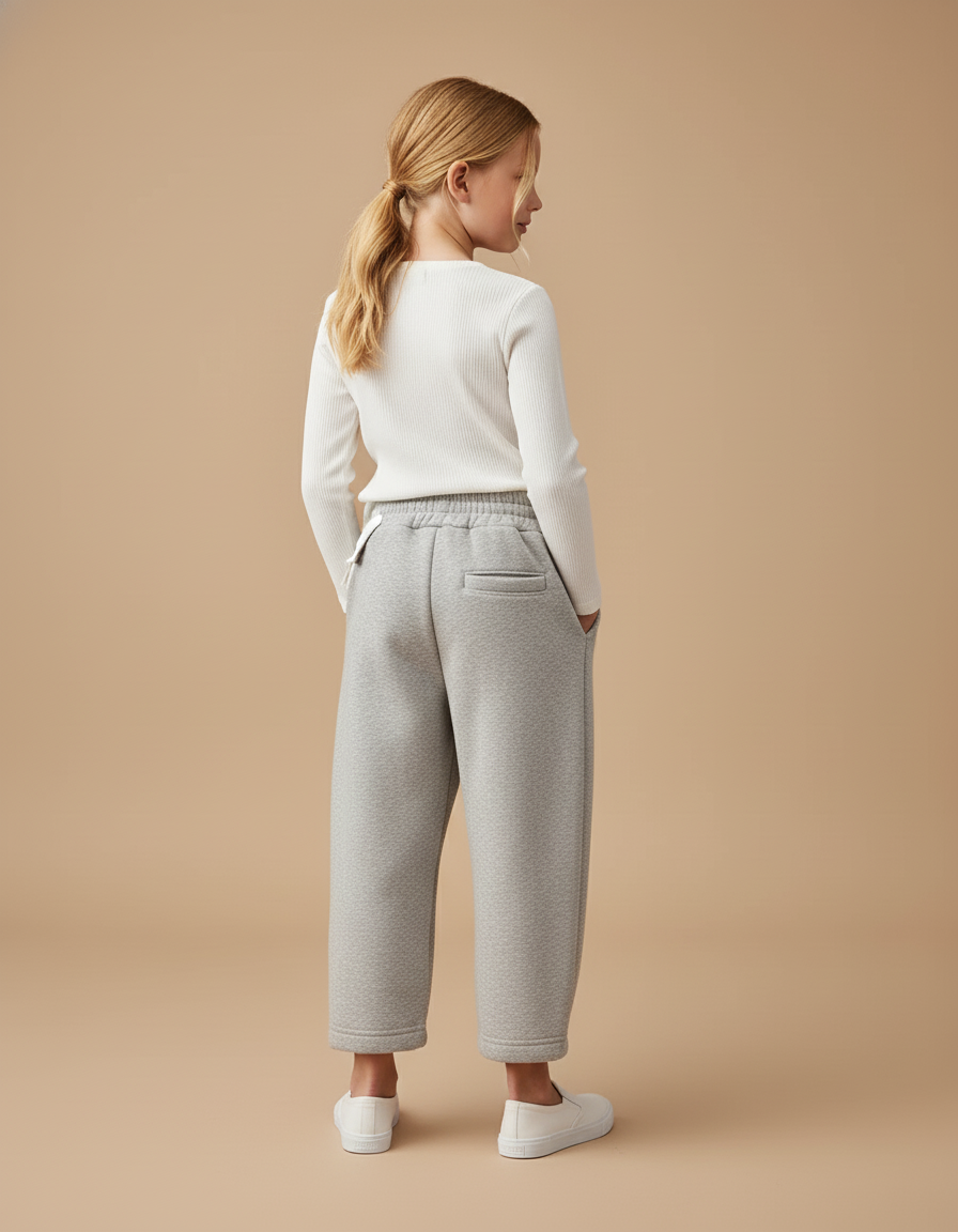 Pantalon Baggy Gris Ample Molleton Cordon Enfant - vue 2