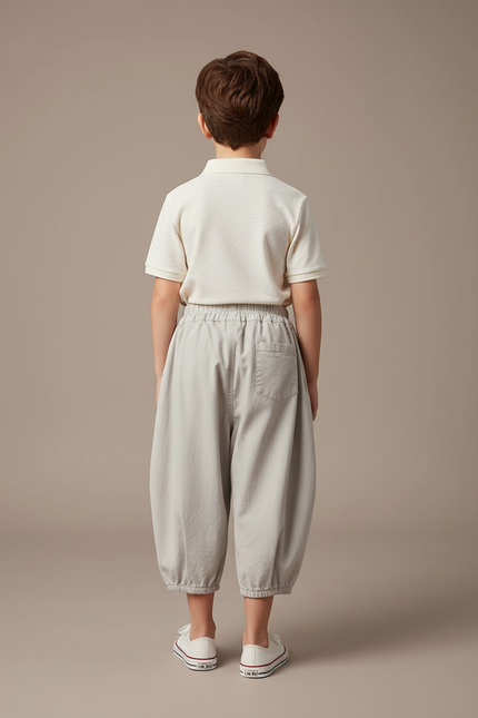 Pantalon Baggy Gris Clair Coton Ample Garçon Décontracté - vue 2