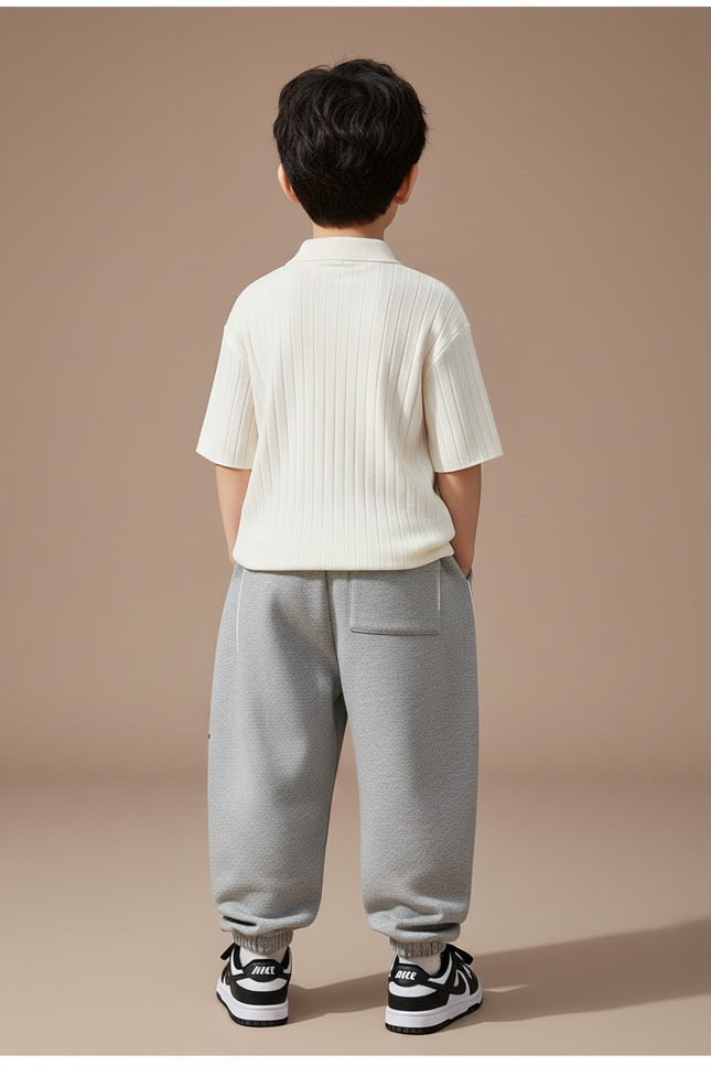 Pantalon Baggy Gris Ample Molleton Décontracté Graphique Enfant - vue 2