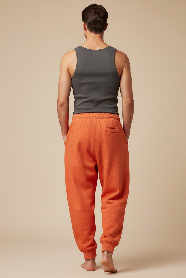 Pantalon Baggy Orange Molleton Cordon Ample Homme - vue 2