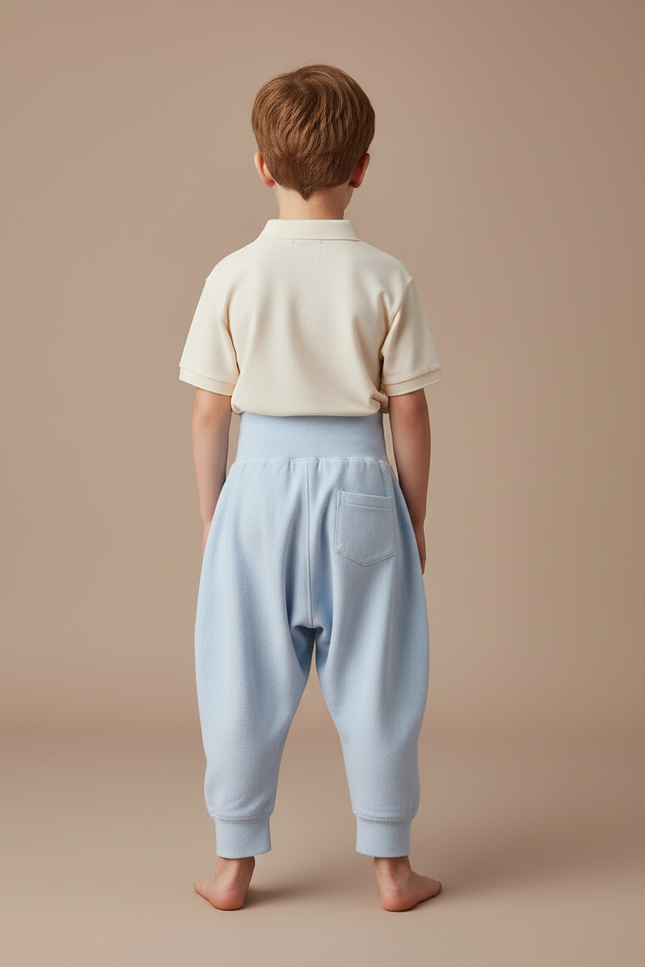 Pantalon Baggy Bleu Ciel Coton Ample Unisexe Confortable - Molleton - vue 2