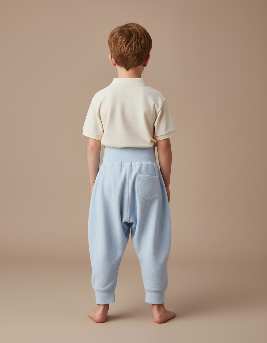 Pantalon Baggy Bleu Ciel Coton Ample Unisexe Confortable - Molleton - vue 2
