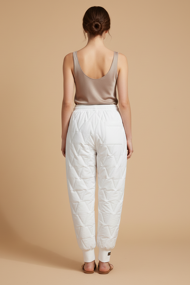 Pantalon Baggy Blanc Matelassé Ample Confortable Femme - Polyester - vue 2