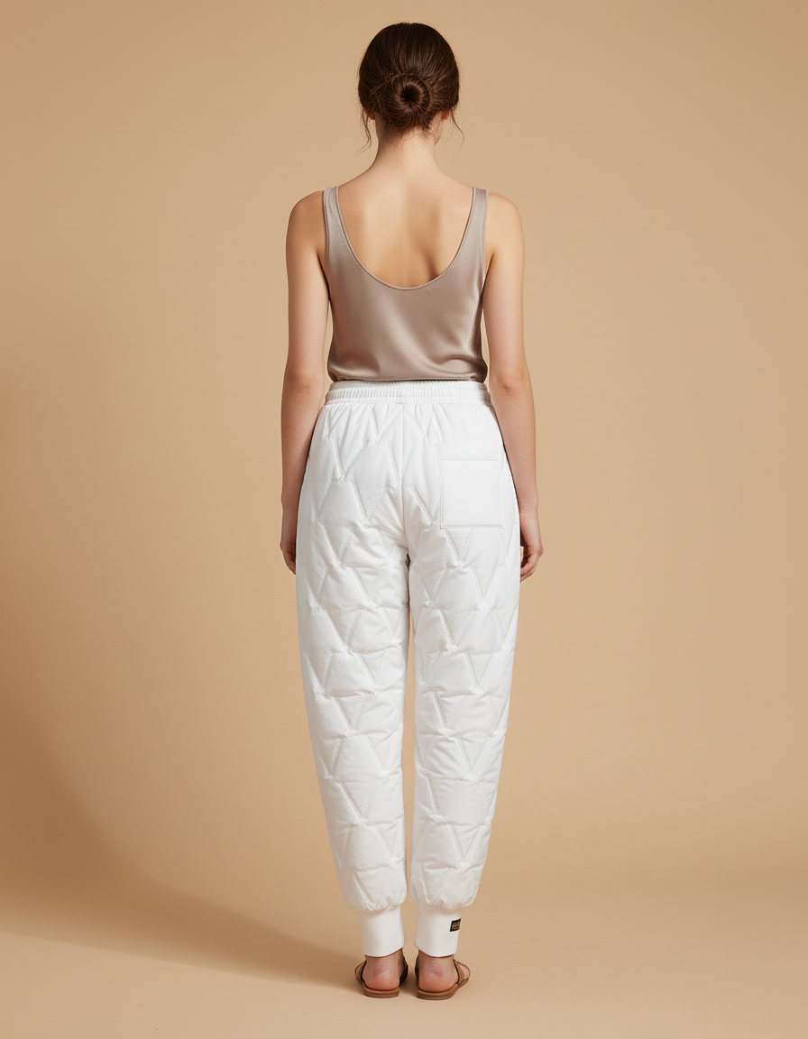Pantalon Baggy Blanc Matelassé Ample Confortable Femme - Polyester - vue 2
