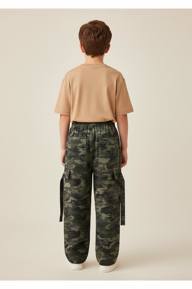 Pantalon Baggy Camouflage Cargo Ample Garçon - Imprimé Molleton - vue 2