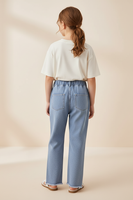 Pantalon Baggy Jean Bleu Fraise Ample Fille - vue 2