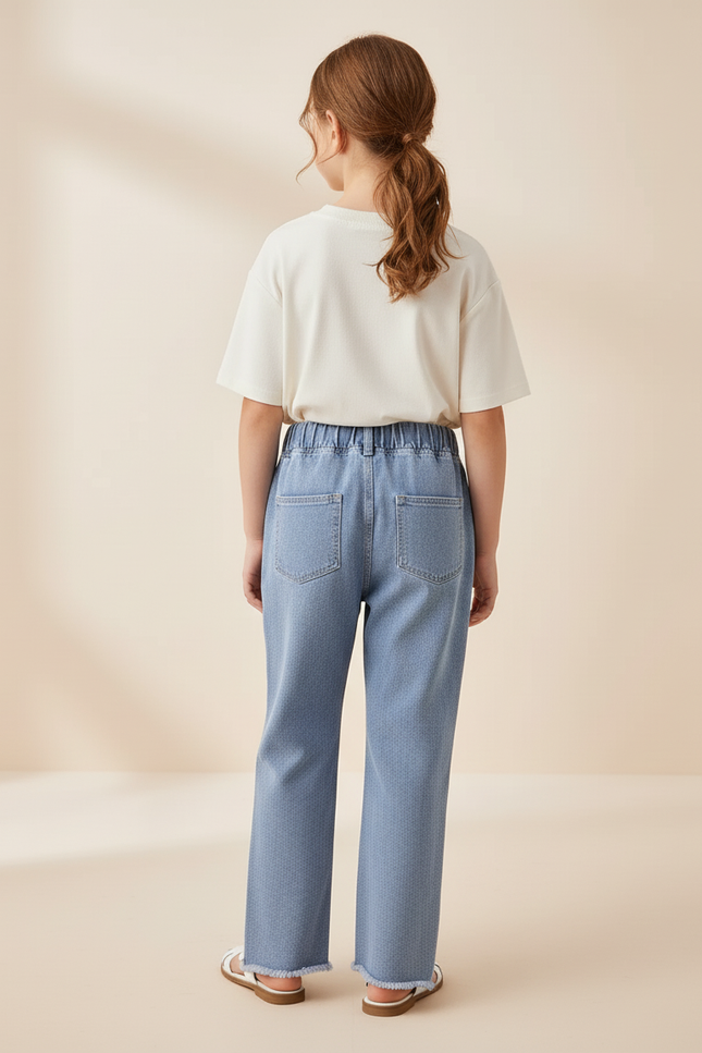 Pantalon Baggy Jean Bleu Fraise Ample Fille - vue 2