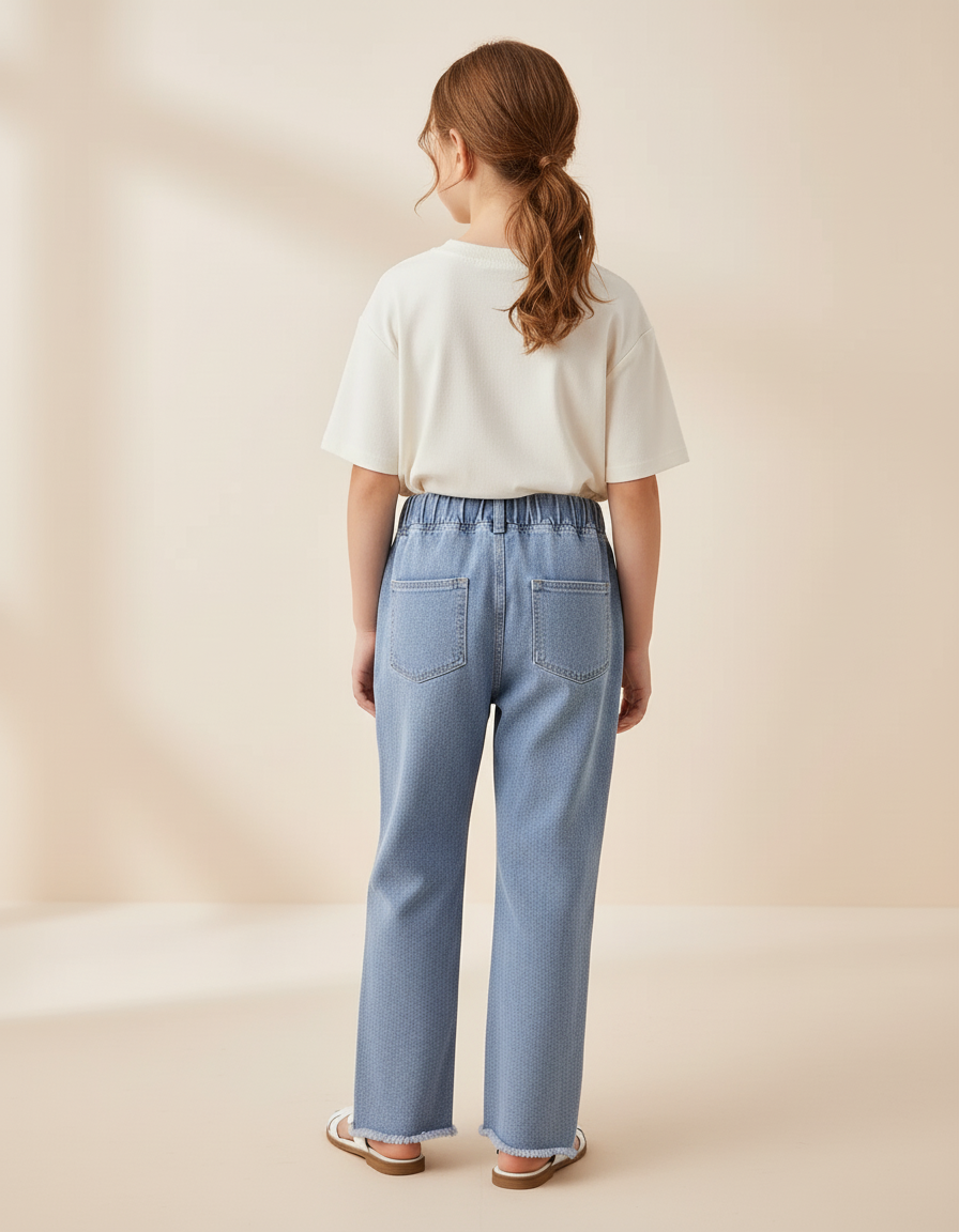 Pantalon Baggy Jean Bleu Fraise Ample Fille - vue 2