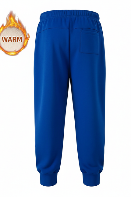 Pantalon Baggy Bleu Molletonné Sportif Rayures Blanches Enfant