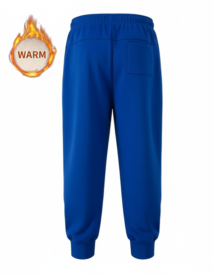 Pantalon Baggy Bleu Molletonné Sportif Rayures Blanches Enfant