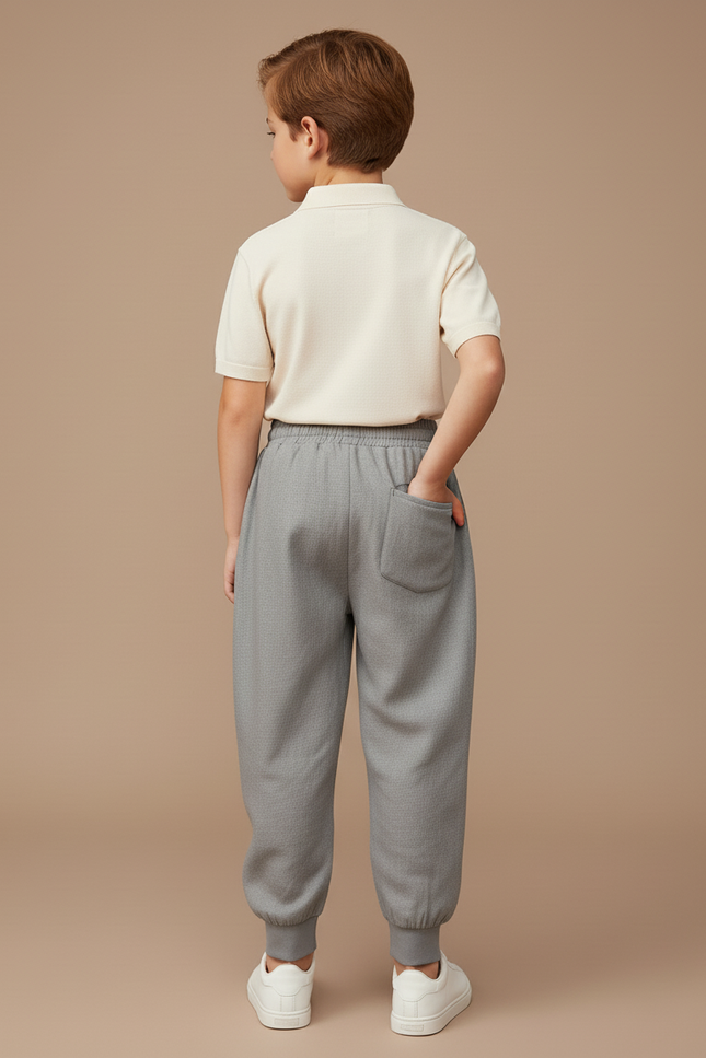 Pantalon Baggy Gris Chiné Décontracté Plissé Garçon - Molleton - vue 2