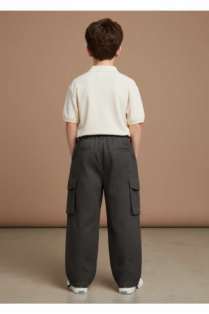 Pantalon Baggy Cargo Gris Ample Enfant Coton - vue 2