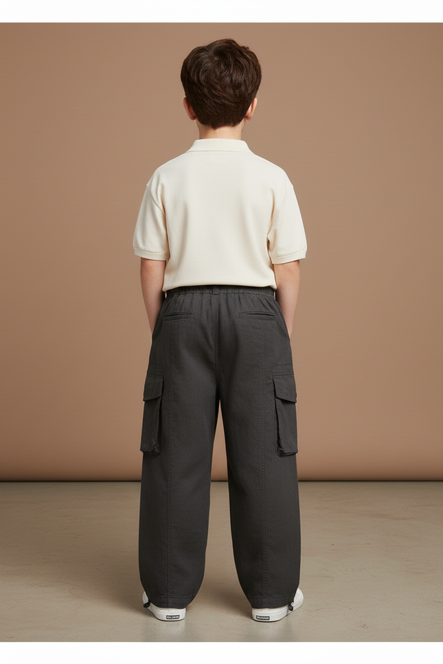 Pantalon Baggy Cargo Gris Ample Enfant Coton - vue 2