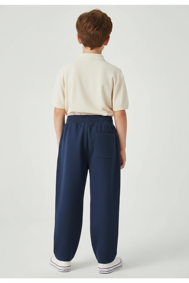 Pantalon Baggy Bleu Marine Molleton Ample Enfant Doux - vue 2
