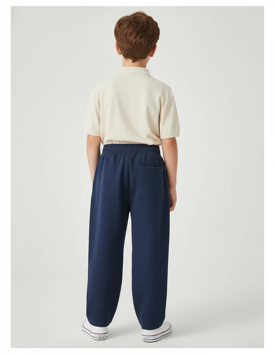 Pantalon Baggy Bleu Marine Molleton Ample Enfant Doux - vue 2