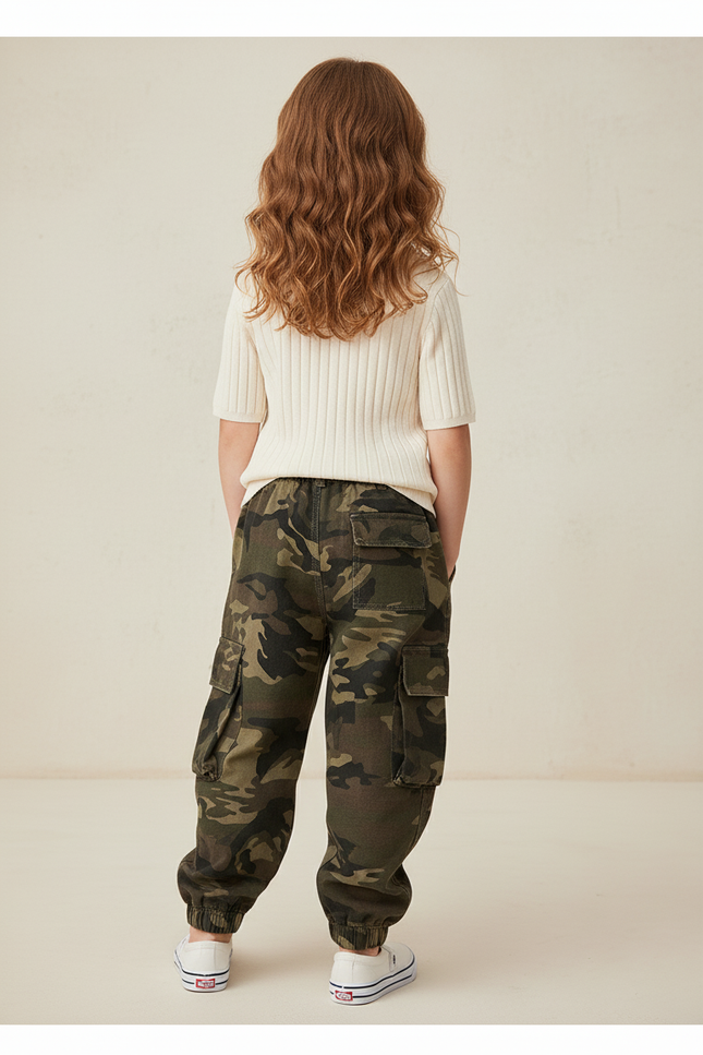 Pantalon Baggy Camouflage Cargo Ample Enfant Décontracté - Imprimé Toile - vue 2