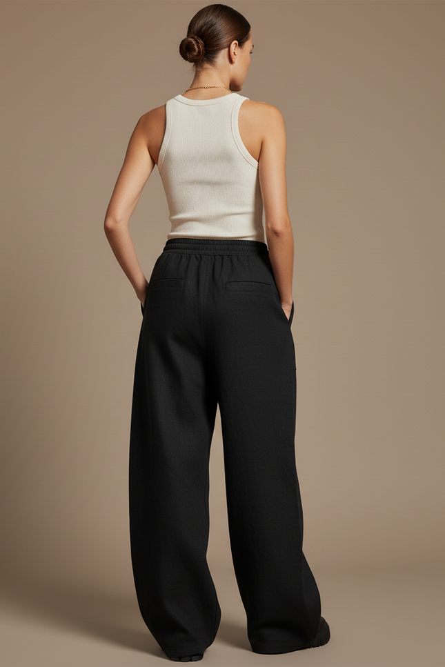 Pantaloni Tuta Baggy Donna - Noir Molleton - vue 2