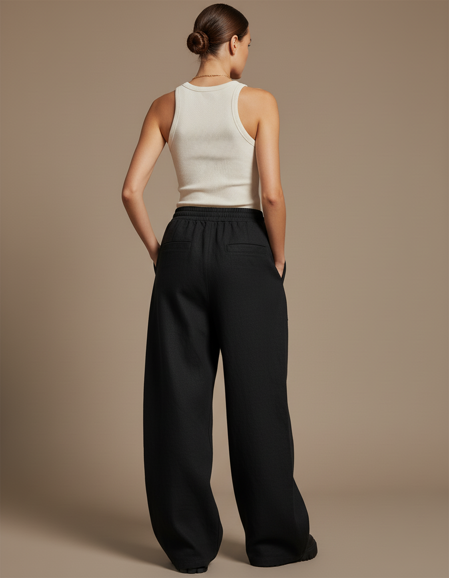 Pantaloni Tuta Baggy Donna - Noir Molleton - vue 2