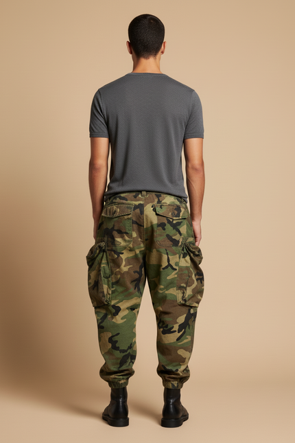 Pantalon Baggy Camouflage Ample Cargo Militaire - Imprimé Toile - vue 2