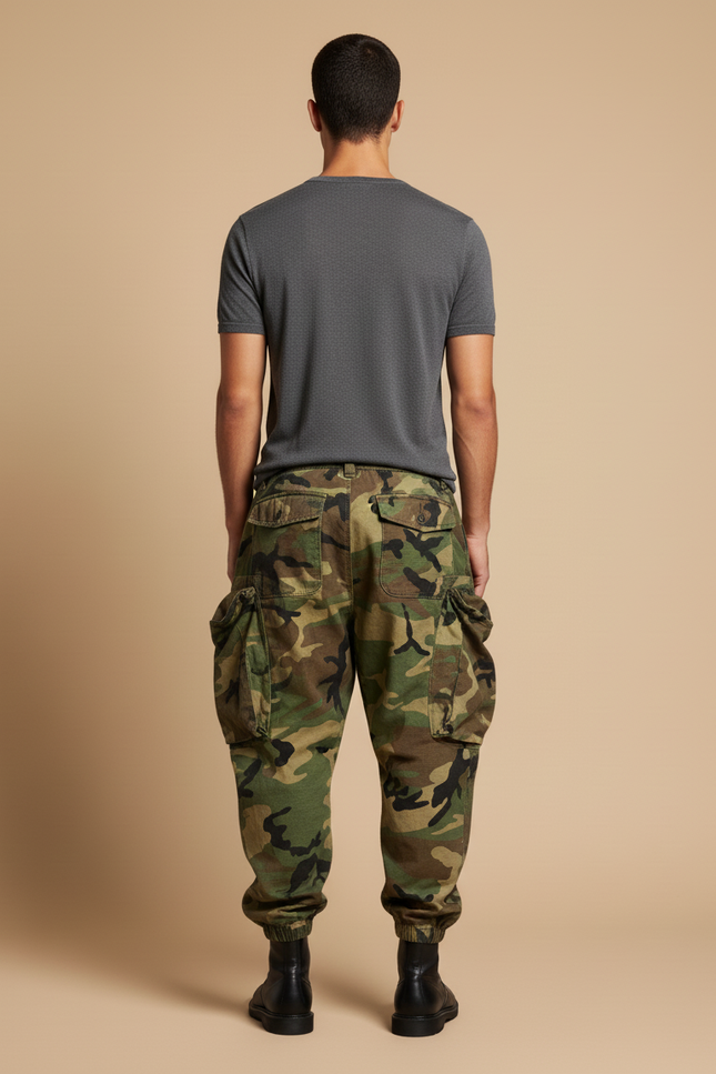 Pantalon Baggy Camouflage Ample Cargo Militaire - Imprimé Toile - vue 2