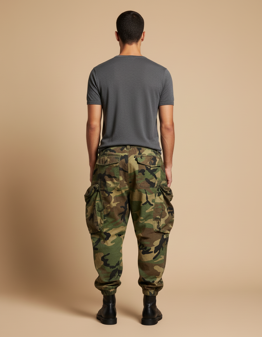 Pantalon Baggy Camouflage Ample Cargo Militaire - Imprimé Toile - vue 2
