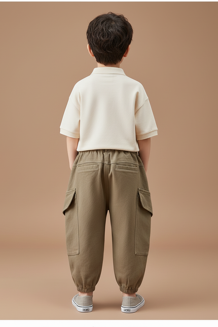Pantalon Baggy Kaki Cargo Ample Enfant Décontracté - Toile - vue 2