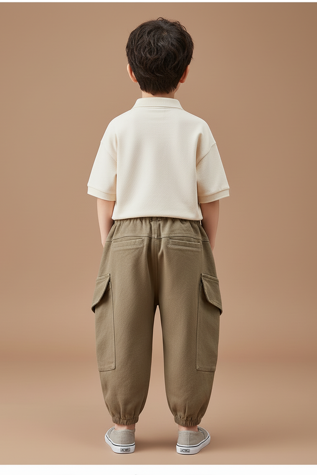 Pantalon Baggy Kaki Cargo Ample Enfant Décontracté - Toile - vue 2
