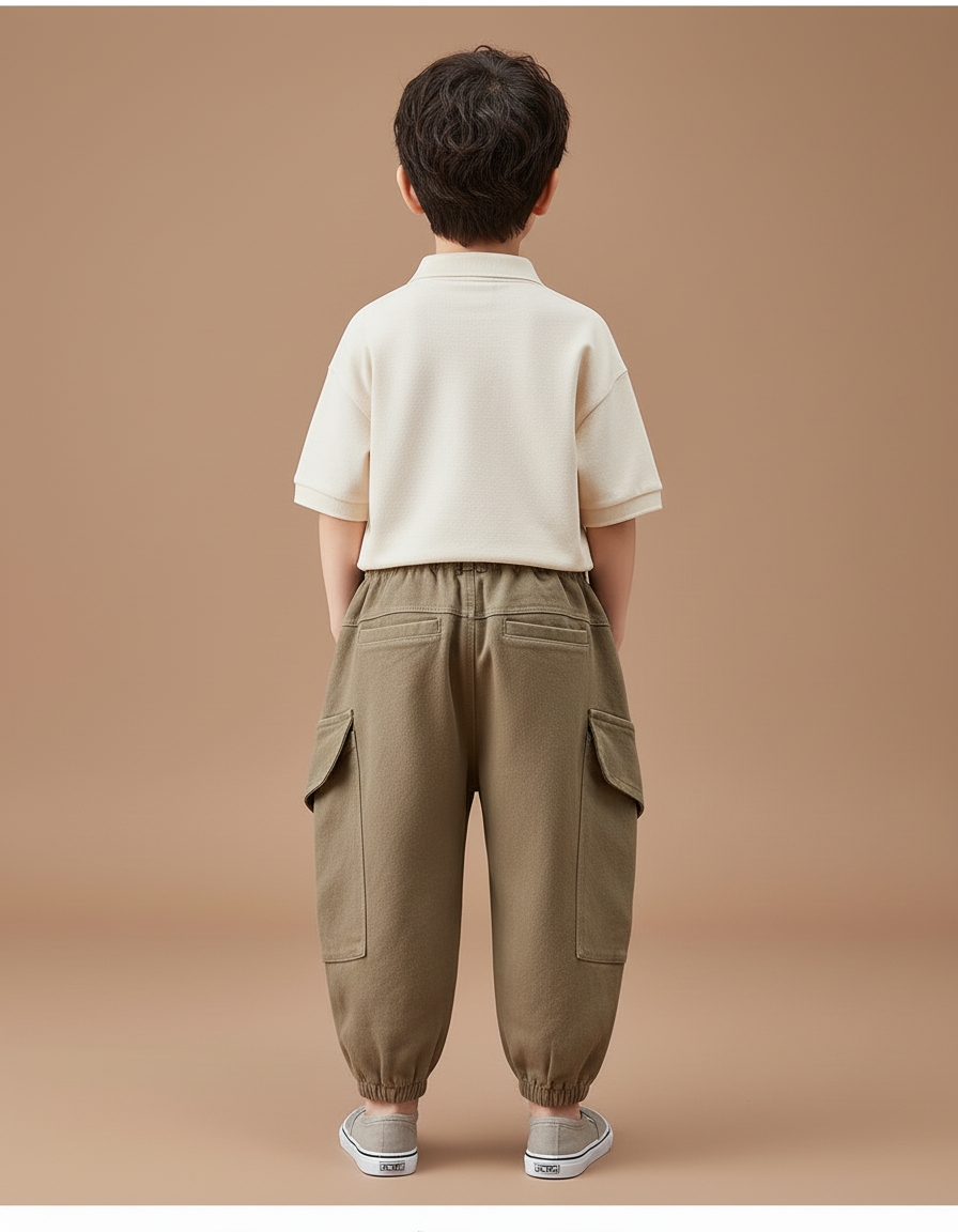 Pantalon Baggy Kaki Cargo Ample Enfant Décontracté - Toile - vue 2