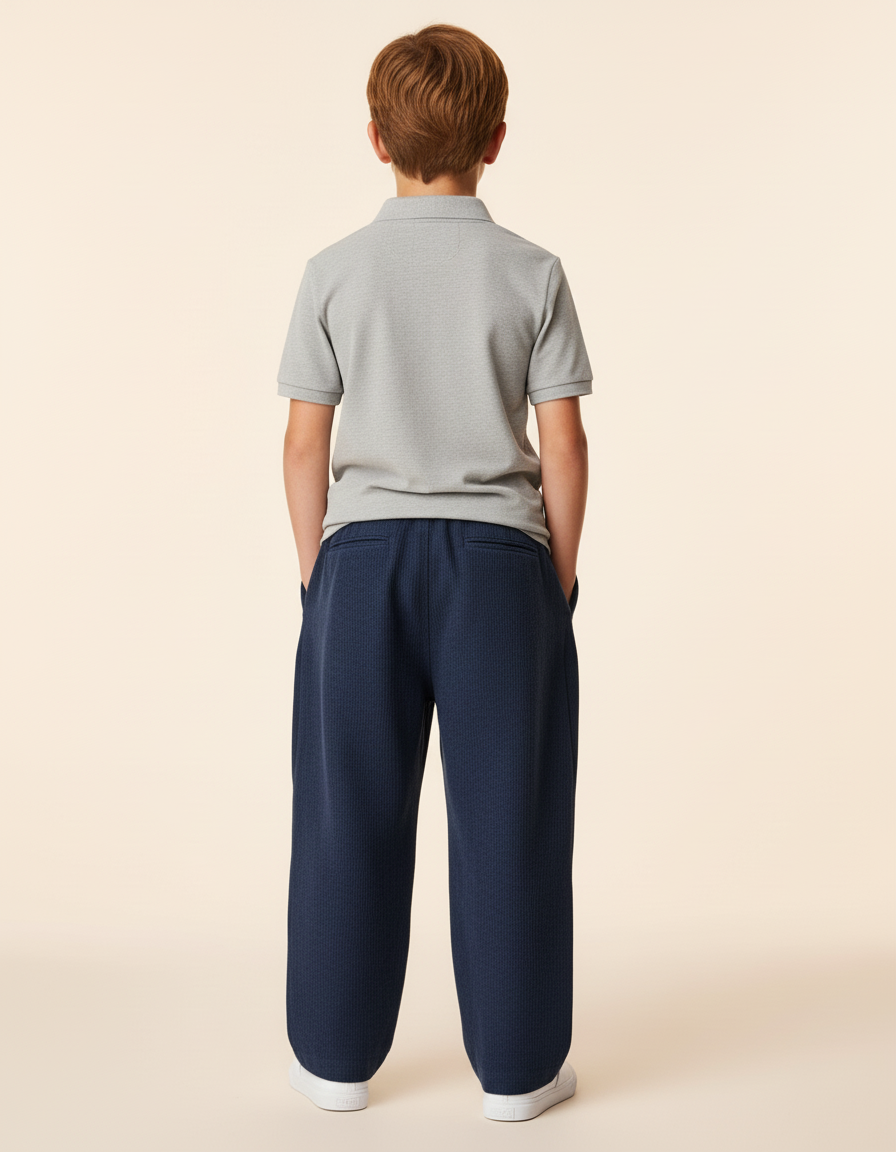 Pantalon Baggy Bleu Marine Ample Cordon Décontracté Enfant - Cordé - vue 2