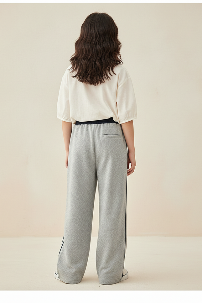 Pantalon Baggy Gris Ample Coton Rayures Enfant - Molleton - vue 2