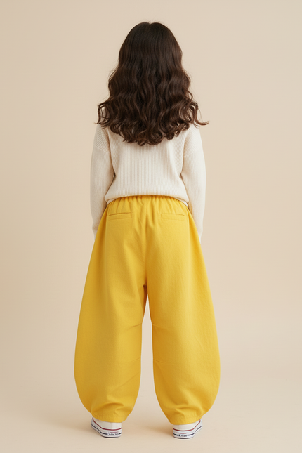 Pantalon Baggy Jaune Ample Lettres Streetwear Enfant - Toile - vue 2