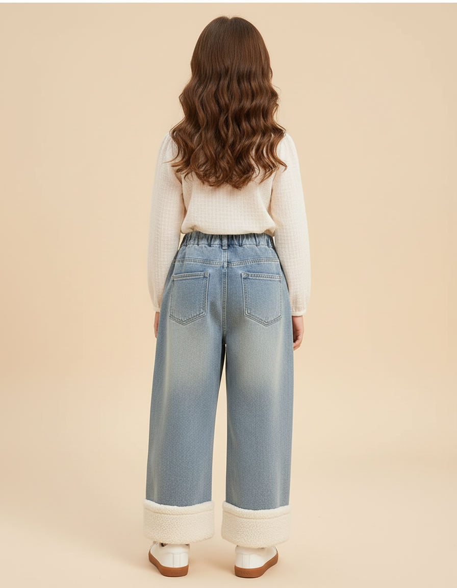 Pantalon Baggy Denim Bleu Ample Doublé Chat - Jean - vue 2