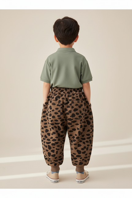 Pantalon Baggy Marron Léopard Ample Épais Hiver - Molleton - vue 2