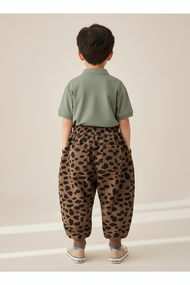 Pantalon Baggy Marron Léopard Ample Épais Hiver - Molleton - vue 2