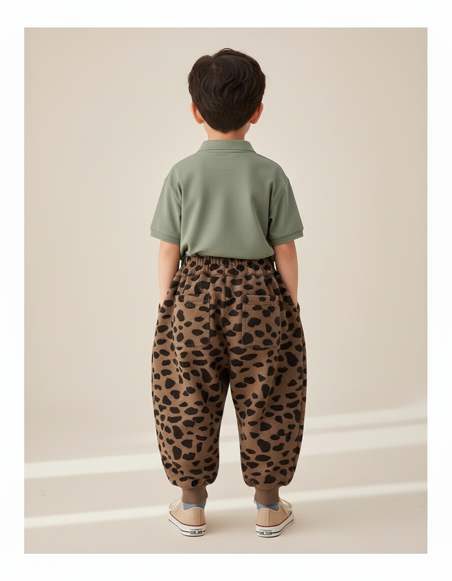 Pantalon Baggy Marron Léopard Ample Épais Hiver - Molleton - vue 2