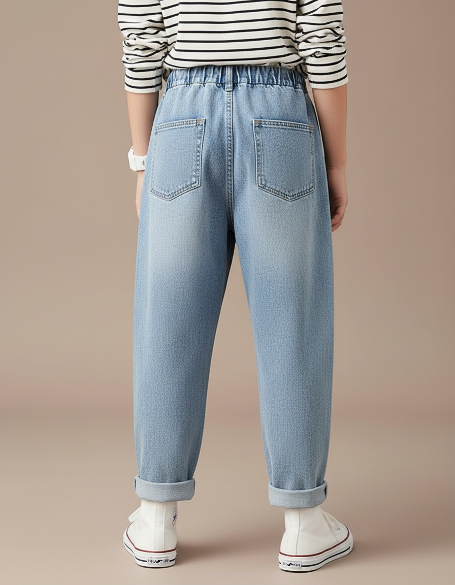 Pantalon Baggy Jean Bleu Clair Ample Enfant - vue 2