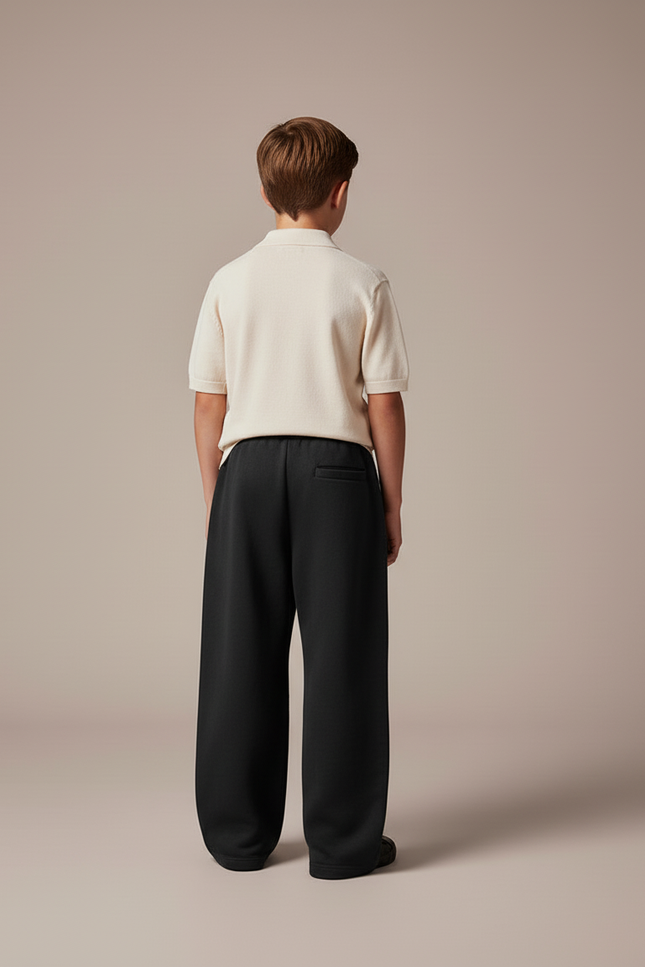 Pantalon Baggy Noir Ample Imprimé Décontracté Enfant - Molleton - vue 2