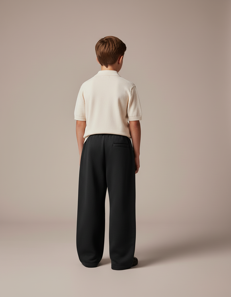 Pantalon Baggy Noir Ample Imprimé Décontracté Enfant - Molleton - vue 2
