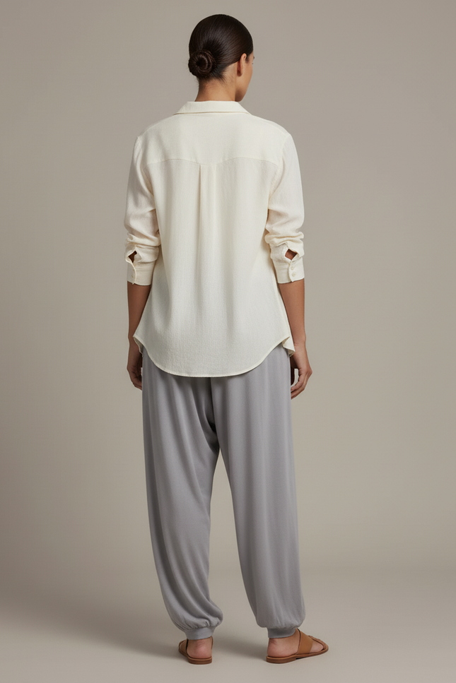 Pantalon Baggy Gris Ample Fluide Confortable Femme - Viscose - vue 2