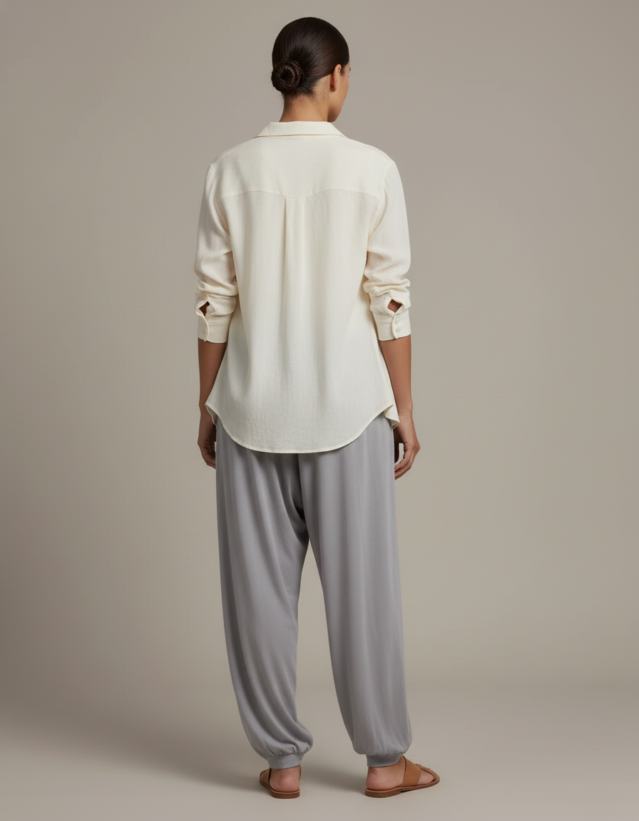 Pantalon Baggy Gris Ample Fluide Confortable Femme - Viscose - vue 2