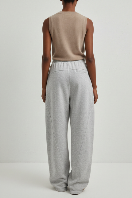 Pantalon Baggy Gris Molleton Ample Décontracté Sport Femme - vue 2