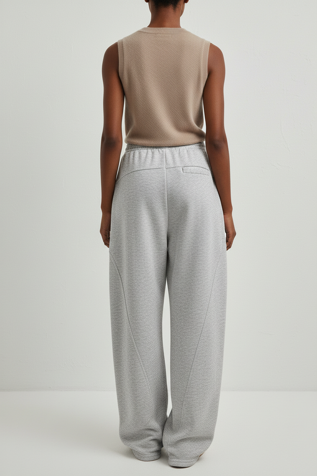 Pantalon Baggy Gris Molleton Ample Décontracté Sport Femme - vue 2